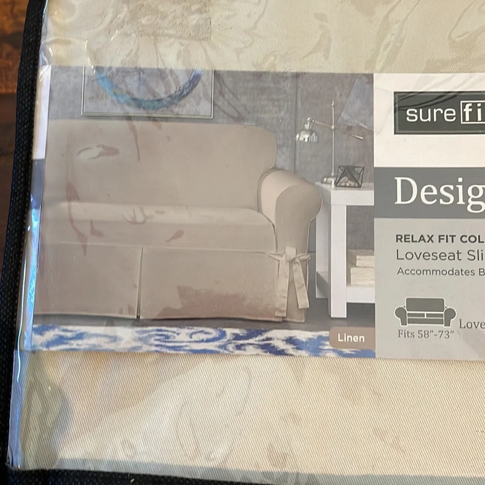 COPY - Surefit designer twill loveseat slipcover Linen color